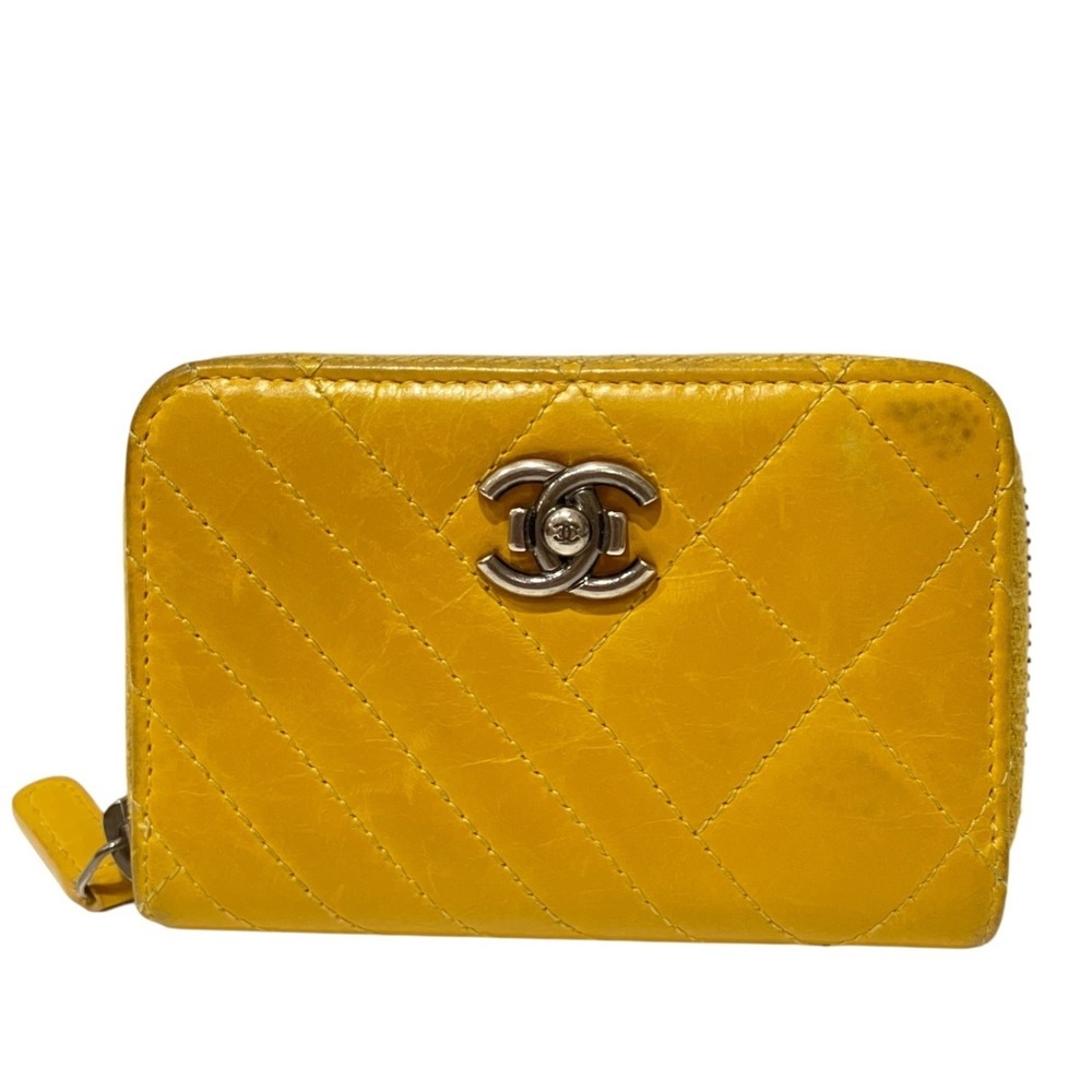Chanel Matelassé Bias Stitch Business Card Holder/Card Case, Leather